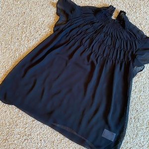 NWOT Express Sheer Black Smocked Blouse